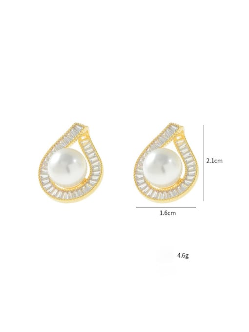 YOUH Brass Imitation Pearl Water Drop Trend Stud Earring 3