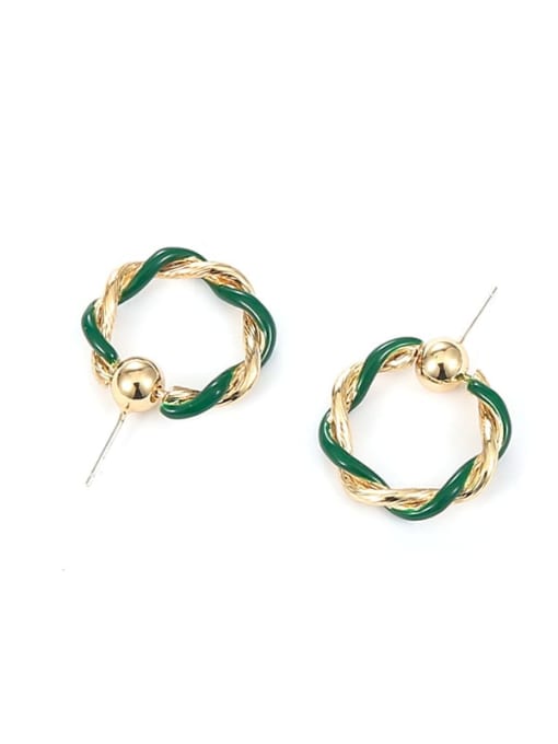 Ring Earrings Brass Enamel Geometric Vintage Drop Earring