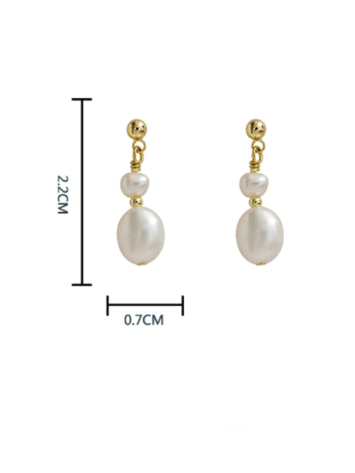 HYACINTH Brass Freshwater Pearl Geometric Minimalist Drop Earring 3