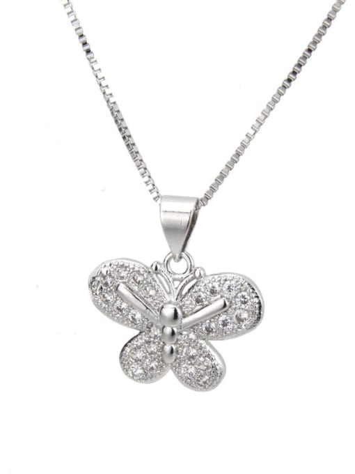 renchi Brass Cubic Zirconia Butterfly Cute Necklace 4