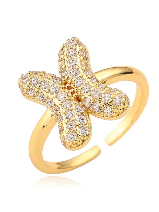 X Brass Cubic Zirconia Letter Minimalist Band Ring