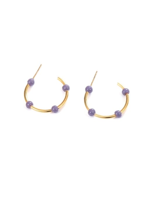 Purple drop oil Brass Enamel Geometric Trend Stud Earring