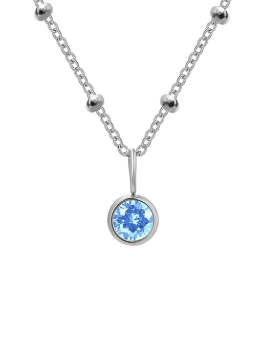 March Light Blue Steel Stainless steel Birthstone Geometric Minimalist Necklace