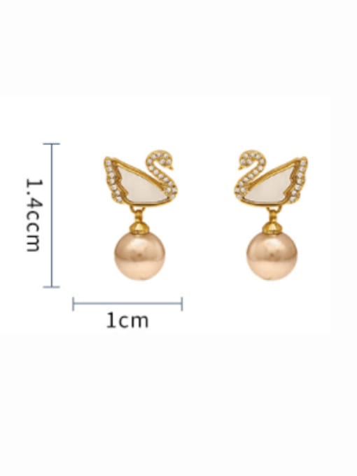 HYACINTH Brass Cubic Zirconia Geometric Cute Swan  Stud Earring 2