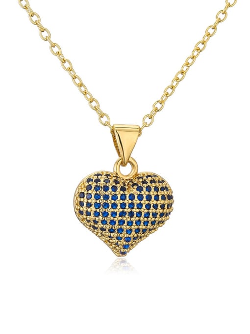 22089 Brass Cubic Zirconia Heart Hip Hop Necklace