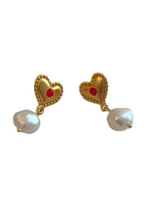 ZRUI Brass Heart Minimalist Drop Earring 3
