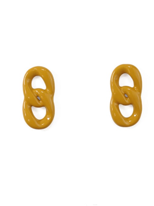 khaki Brass Enamel Geometric Vintage Drop Earring