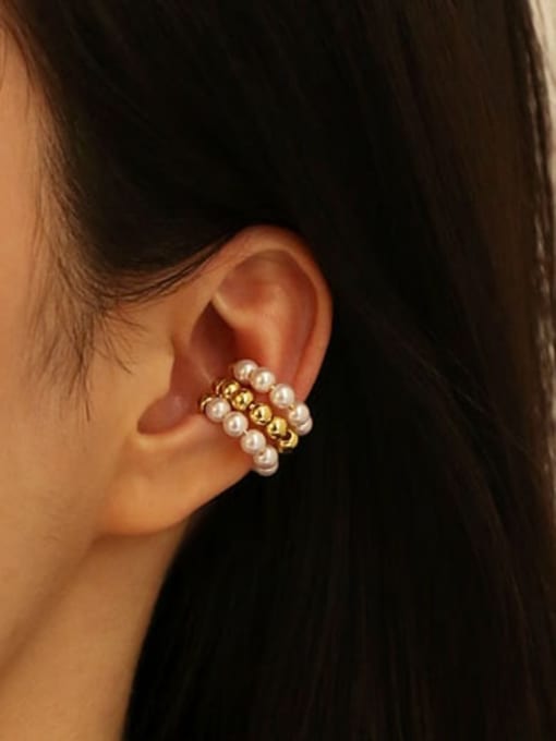 ACCA Brass Imitation Pearl Geometric Minimalist Single Earring(Single -Only One) 1