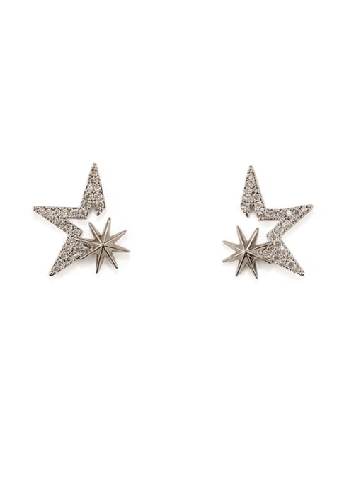 ACCA Brass Cubic Zirconia Star Classic Stud Earring 1