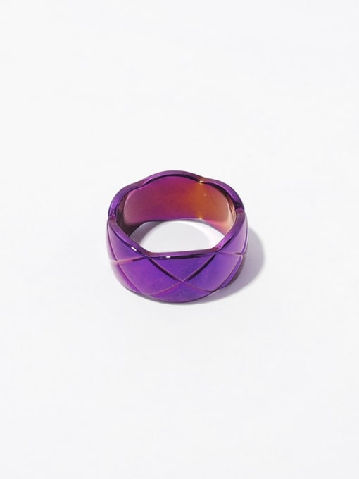 (wide) vacuum purple ring Titanium Steel Geometric Minimalist Band Ring