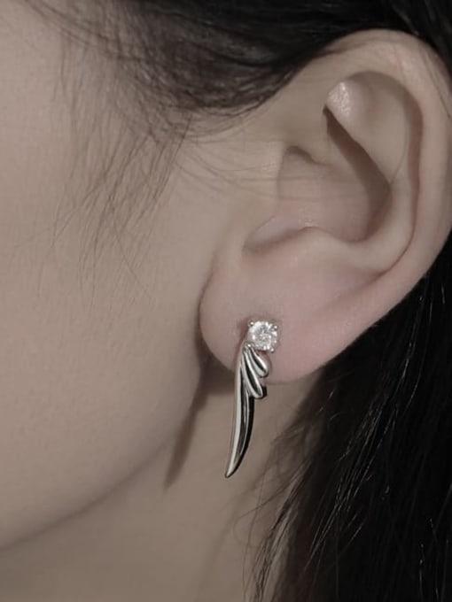 TINGS Brass Cubic Zirconia Wing Minimalist Stud Earring 1