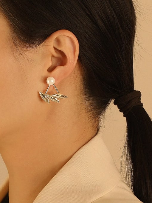 HYACINTH Brass Imitation Pearl Irregular Ethnic Stud Trend Korean Fashion Earring 1