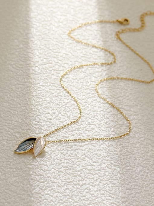 14k gold Brass Shell Tree Leaf Minimalist Necklace