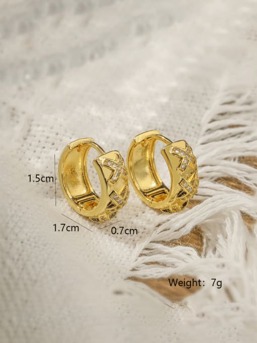 44776 Brass Geometric Hip Hop Huggie Earring