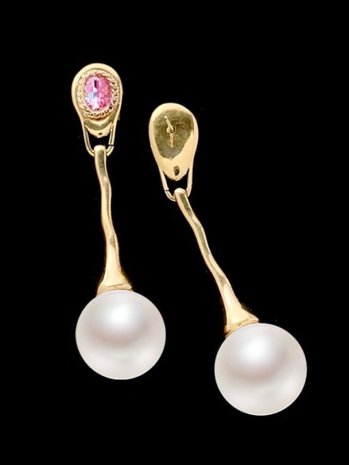 SUUTO Brass Imitation Pearl Geometric Minimalist Drop Earring 1
