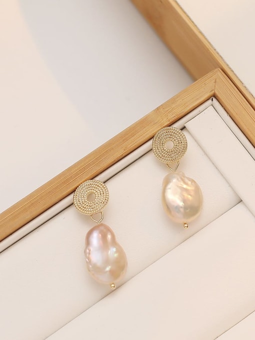 HYACINTH Copper Freshwater Pearl White Geometric Minimalist Drop Trend Korean Fashion Earring 2