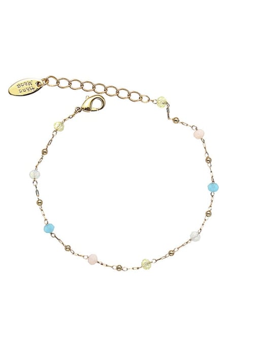 Bracelet Dainty Geometric Brass Natural Stone Bracelet and Necklace Set