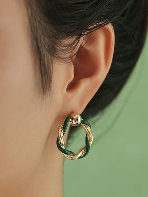 Five Color Brass Enamel Geometric Vintage Drop Earring 1