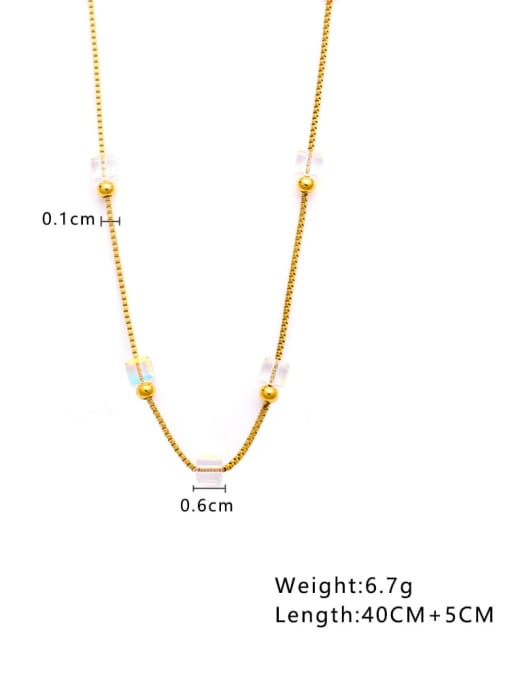 golden Titanium Steel Glass Stone Geometric Minimalist Necklace