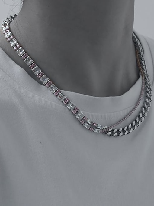 TINGS Brass Cubic Zirconia Geometric Vintage Necklace 2
