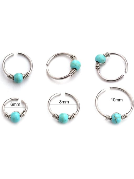 HISON Stainless steel Turquoise Geometric Hip Hop Nose Studs(Single) 0