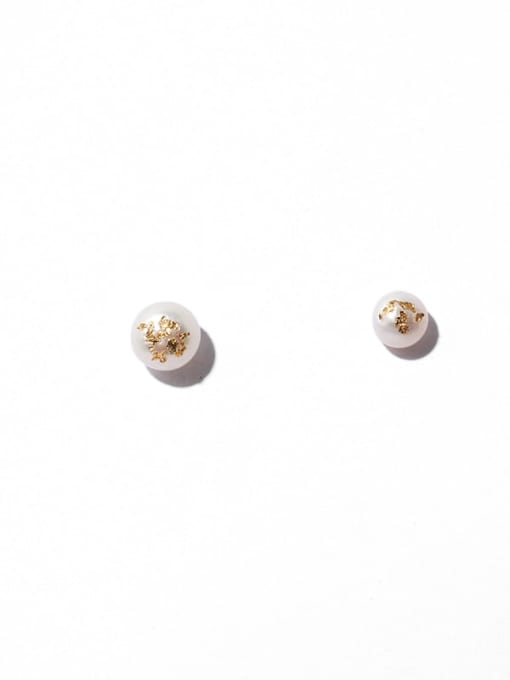 TINGS Brass Imitation Pearl Geometric Minimalist Stud Earring 4