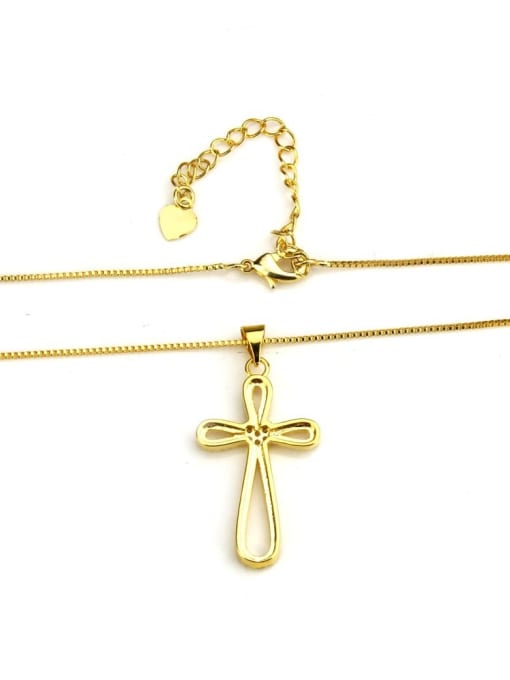 renchi Brass Cubic Zirconia Cross Vintage Regligious Necklace 3