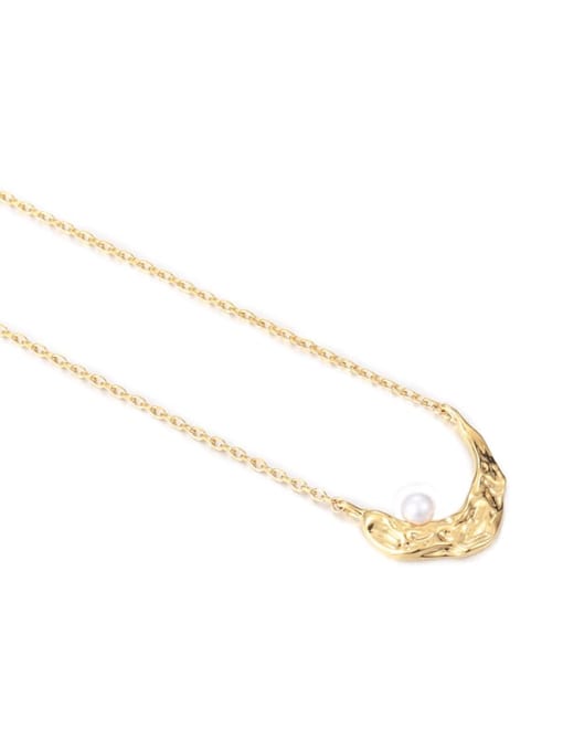 Five Color Brass Imitation Pearl Moon Vintage Necklace
