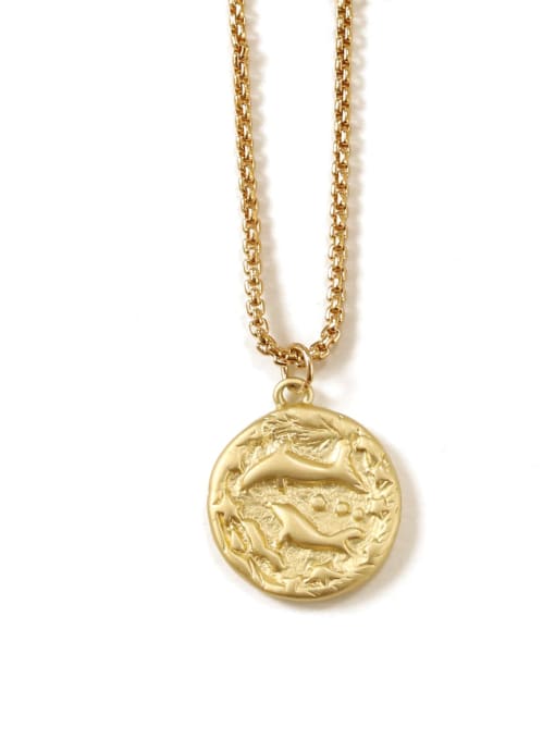 Pisces Brass coin Minimalist Twelve constellations Pendant Necklace