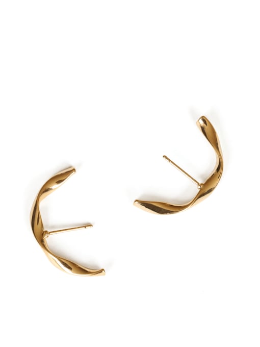 ACCA Brass Irregular Twisted line  Minimalist Stud Earring 1