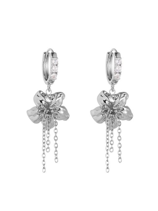 Flower earrings Brass Cubic Zirconia Tassel Vintage Necklace