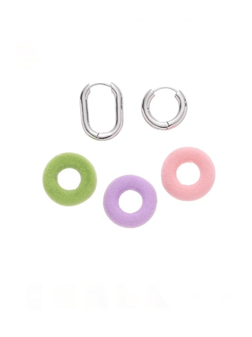 Five Color Brass Enamel Geometric Minimalist Huggie Earring 0