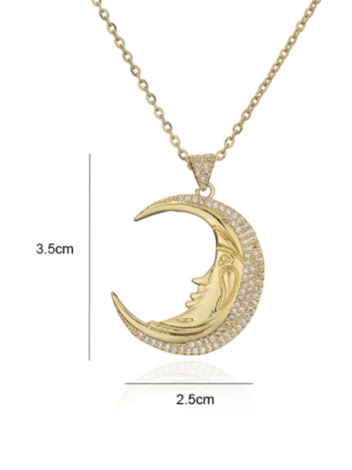 AOG Brass Cubic Zirconia  Vintage Moon Pendnat Necklace 2