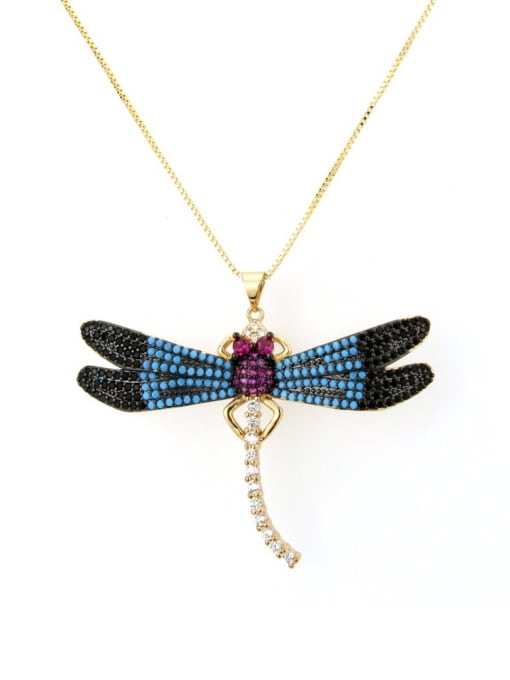 Dragonfly Pendant Brass Dragonfly Cubic Zirconia Earring and Necklace Set