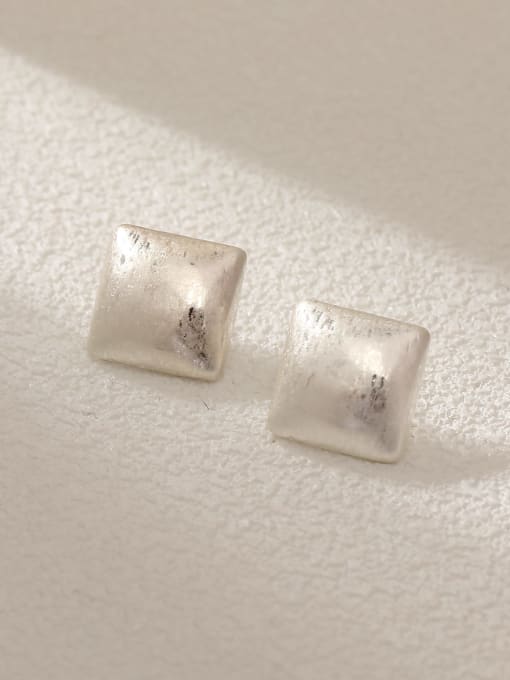 Sand  white Brass Geometric Minimalist Stud Earring