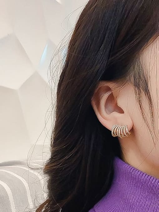 Papara Alloy Rhinestone Geometric Minimalist Stud Earring 1