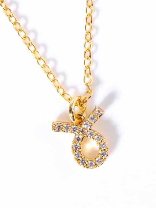 Taurus Brass Cubic Zirconia Constellation Minimalist Necklace