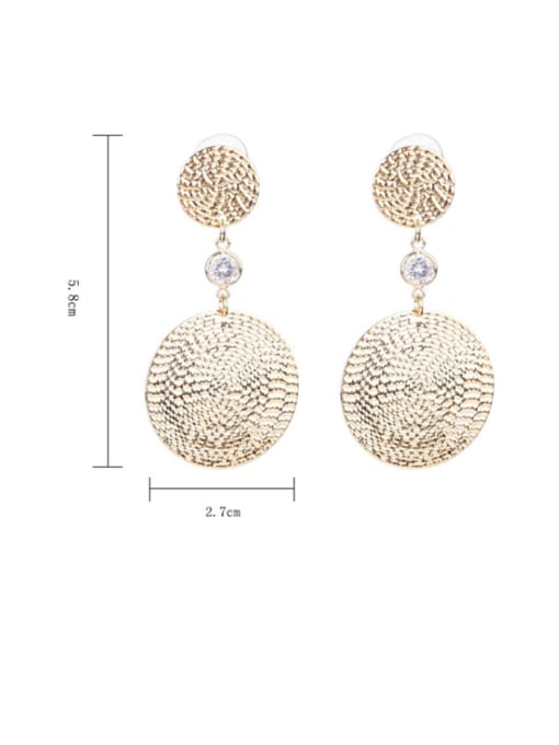golden Copper Round Minimalist Drop Trend Korean Fashion Earring