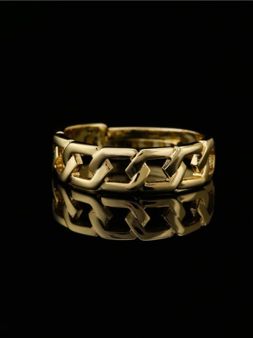 AOG Brass Hollow Geometric Vintage Band Ring 1
