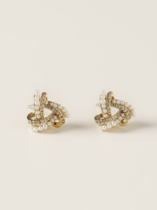 HYACINTH Brass Imitation Pearl Geometric Vintage Stud Trend Korean Fashion Earring 3