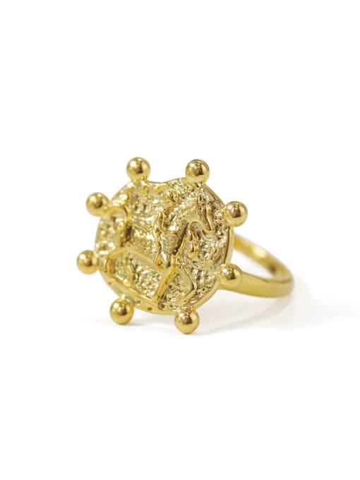 golden Brass  Geometric Vintage Band Ring