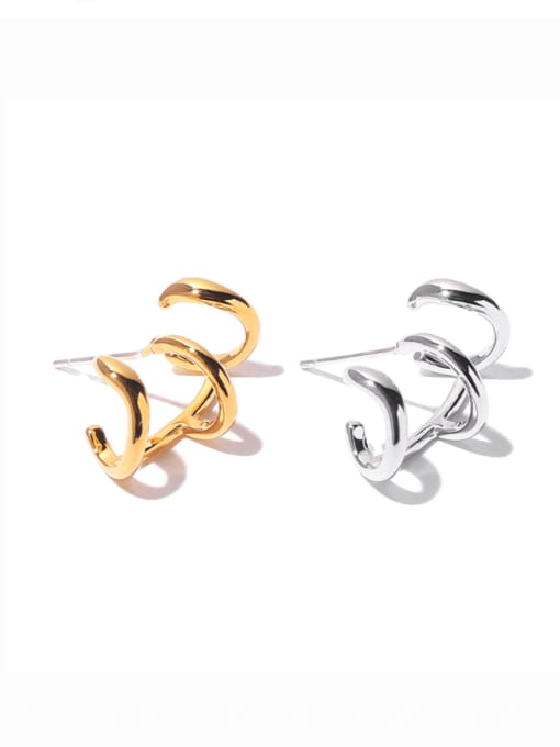 TINGS Brass Cubic Zirconia Geometric Minimalist Single Earring(Single -Only One) 0