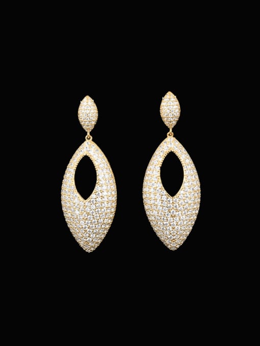 platinum Brass Cubic Zirconia Water Drop Geometric Luxury Cluster Earring