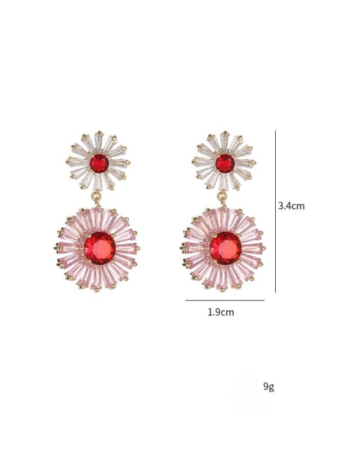 YOUH Brass Cubic Zirconia Flower Dainty Drop Earring 2