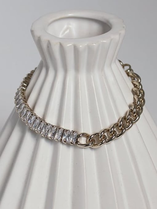 ACCA Brass Cubic Zirconia Geometric  Chain Vintage Bracelet 2