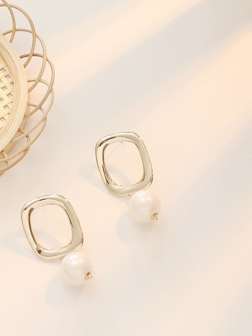 HYACINTH Copper Imitation Pearl Geometric Minimalist Drop Trend Korean Fashion Earring 0