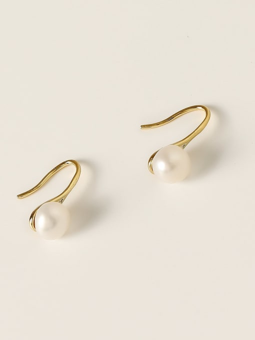 HYACINTH Brass Imitation Pearl Geometric Minimalist Hook Trend Korean Fashion Earring 0