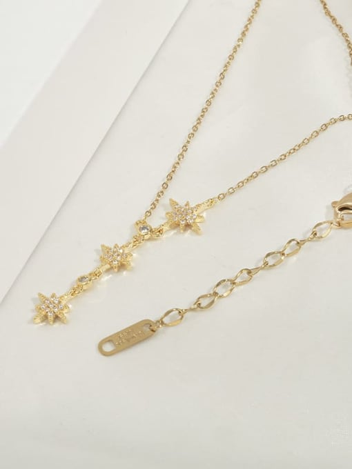 Gold X380 Brass Cubic Zirconia Star Dainty Lariat Necklace