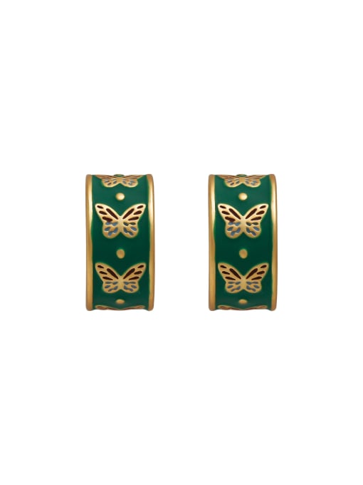 HYACINTH Brass Enamel Butterfly Vintage Stud Earring 3