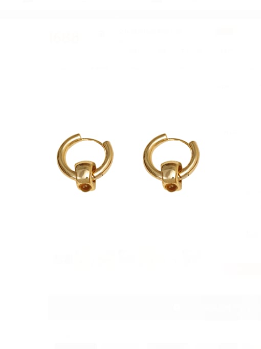 HYACINTH Brass Cubic Zirconia Geometric Minimalist Huggie Earring 0